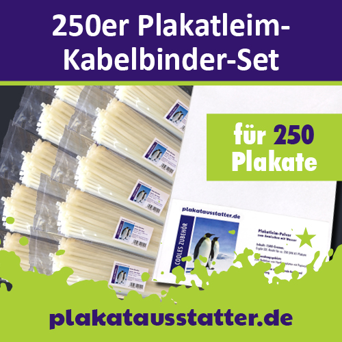 250er Plakatleim-Kabelbinder-Set – Outdoor-Papier